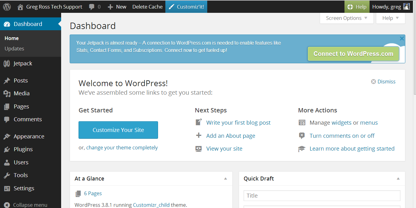 WordPress 3.8.1 Latest Release first impressions Greg Ross Tech Support